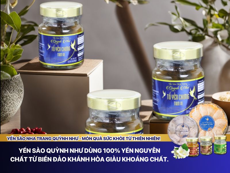 Yến Sào Quỳnh Như dùng 100% yến nguyên chất từ biển đảo Khánh Hòa giàu khoáng chất.